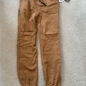 Tan Cargo Jogger Pants with Relaxed Fit